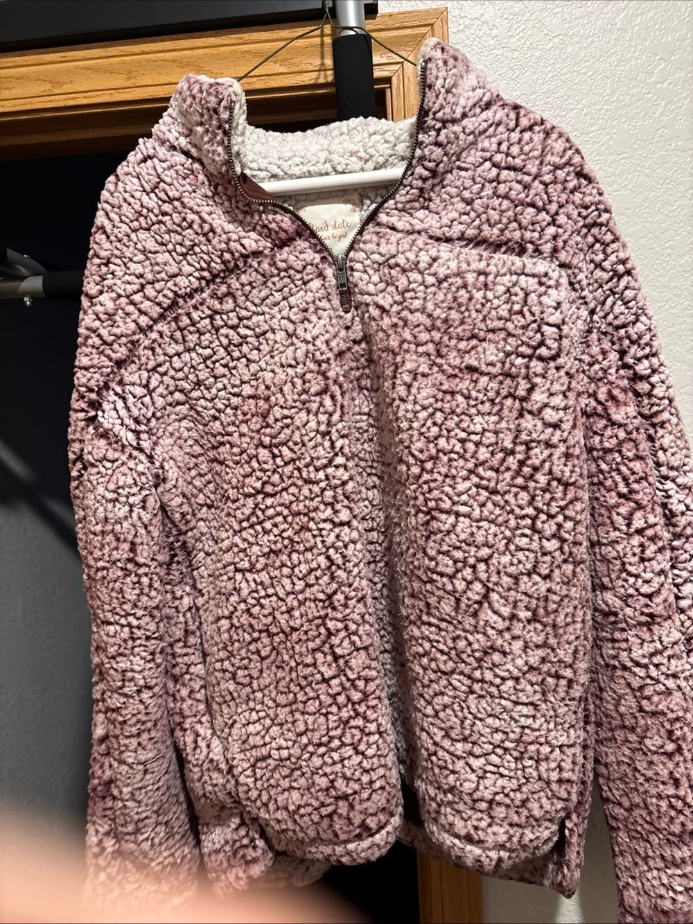 Altar'd State Burgundy Teddy Sherpa Quarter- Zip Women’s Jacket